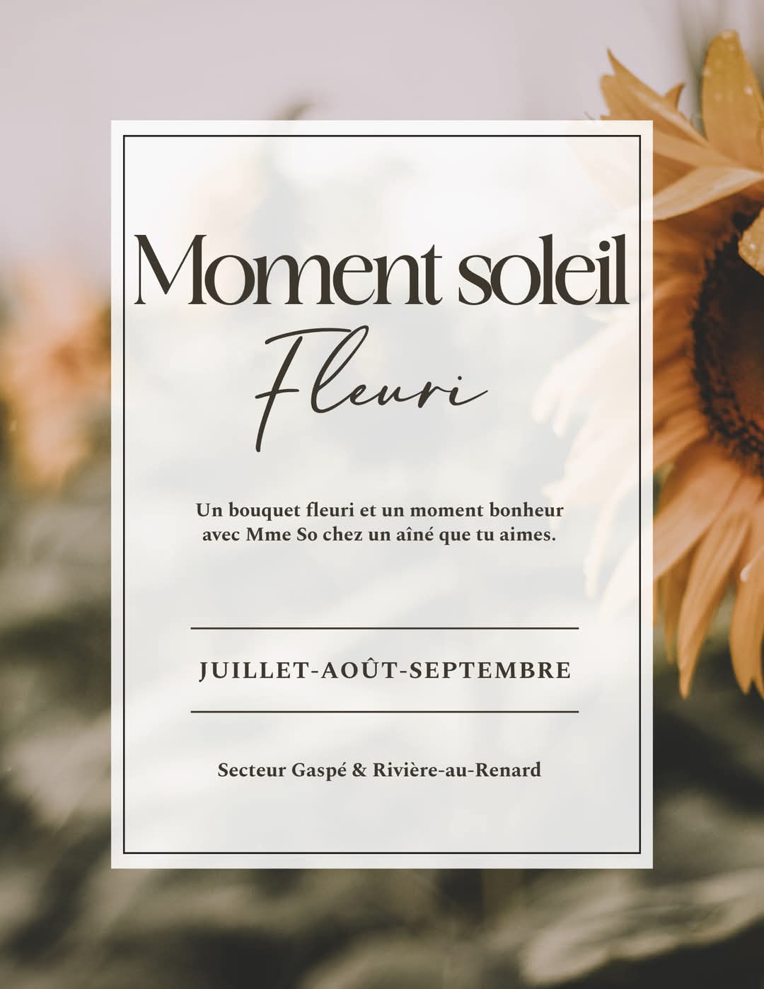 Moment Soleil fleuri (Rivière-au-Renard)